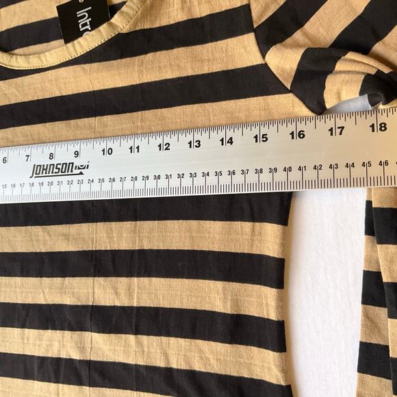 Introspect Women Dress size M Long Sleeve Stretchy Stripes Black & Beige NWT - Picture 3 of 9